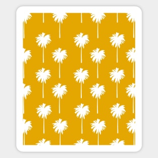 Tropical Palm Tree Pattern Mustard Yellow Sticker